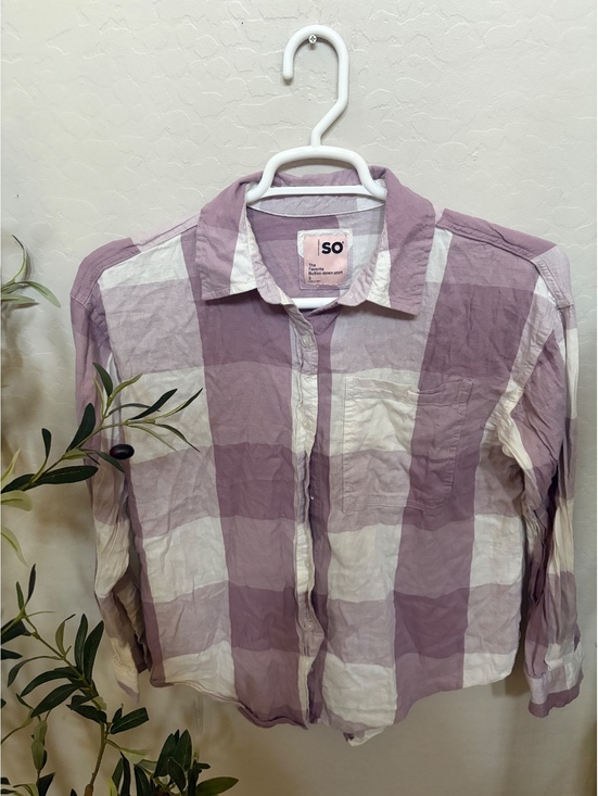 So Tops - Women’s purple gingham button up